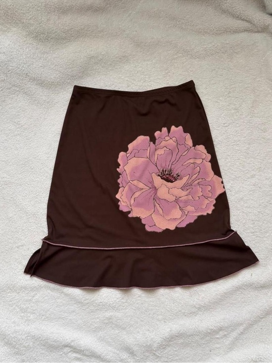 parallel Dresses & Skirts - Vintage 90s Parallel brown skirt with flower design
